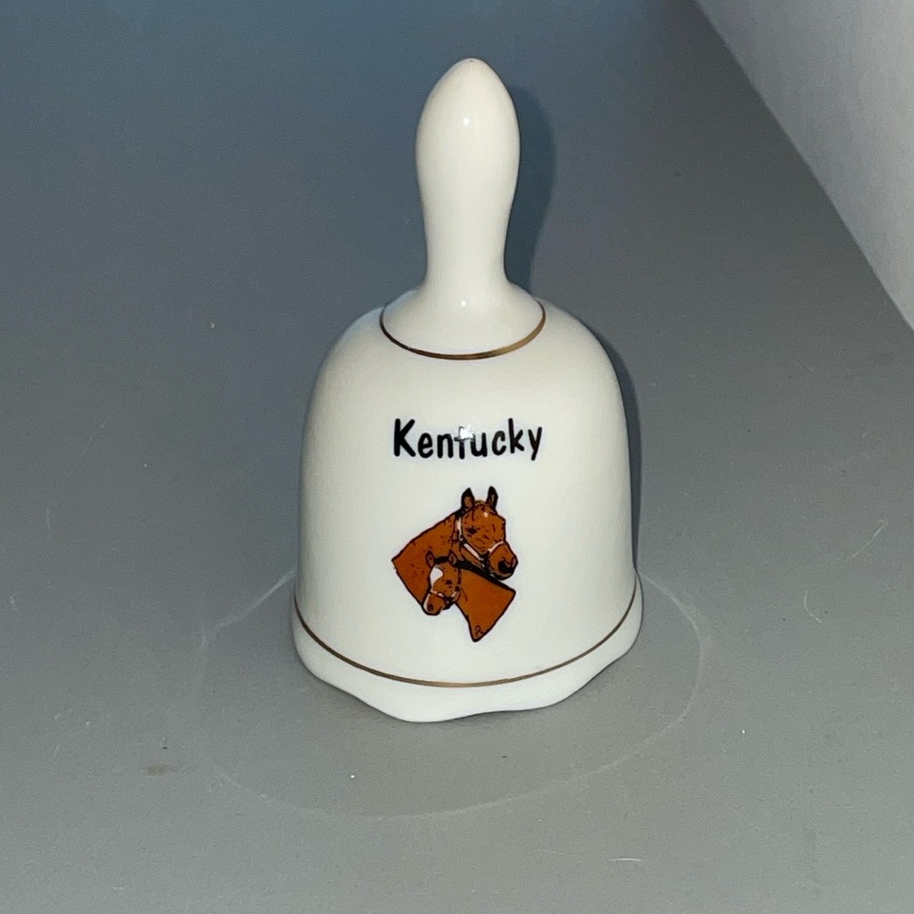 Kentucky Horse Porcelain Dinner Bell Taiwan Collectible Horse Racing Vintage